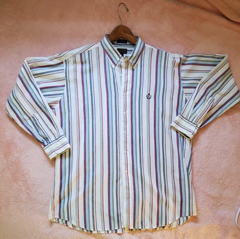 Chaps Ralph Lauren Long Sleeve Striped Button-Up Men's 17.5